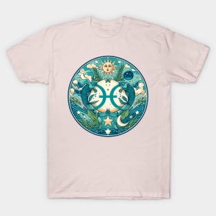 "Pisces Dreamscape: Vintage Vibes"- Zodiac Horoscope Star Signs T-Shirt